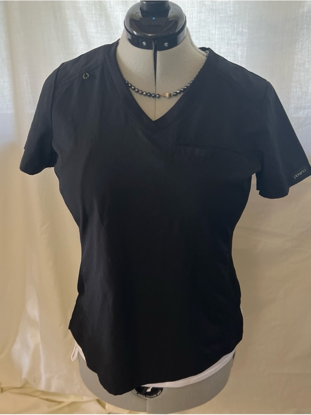 Barco Uniforms Black V-Neck Short Sleeve Scrub Top